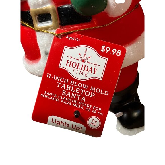 Holiday Time 11 Inch Blow Mold Tabletop Santa With Lantern Lights Up Ages 14+ - Picture 5 of 12